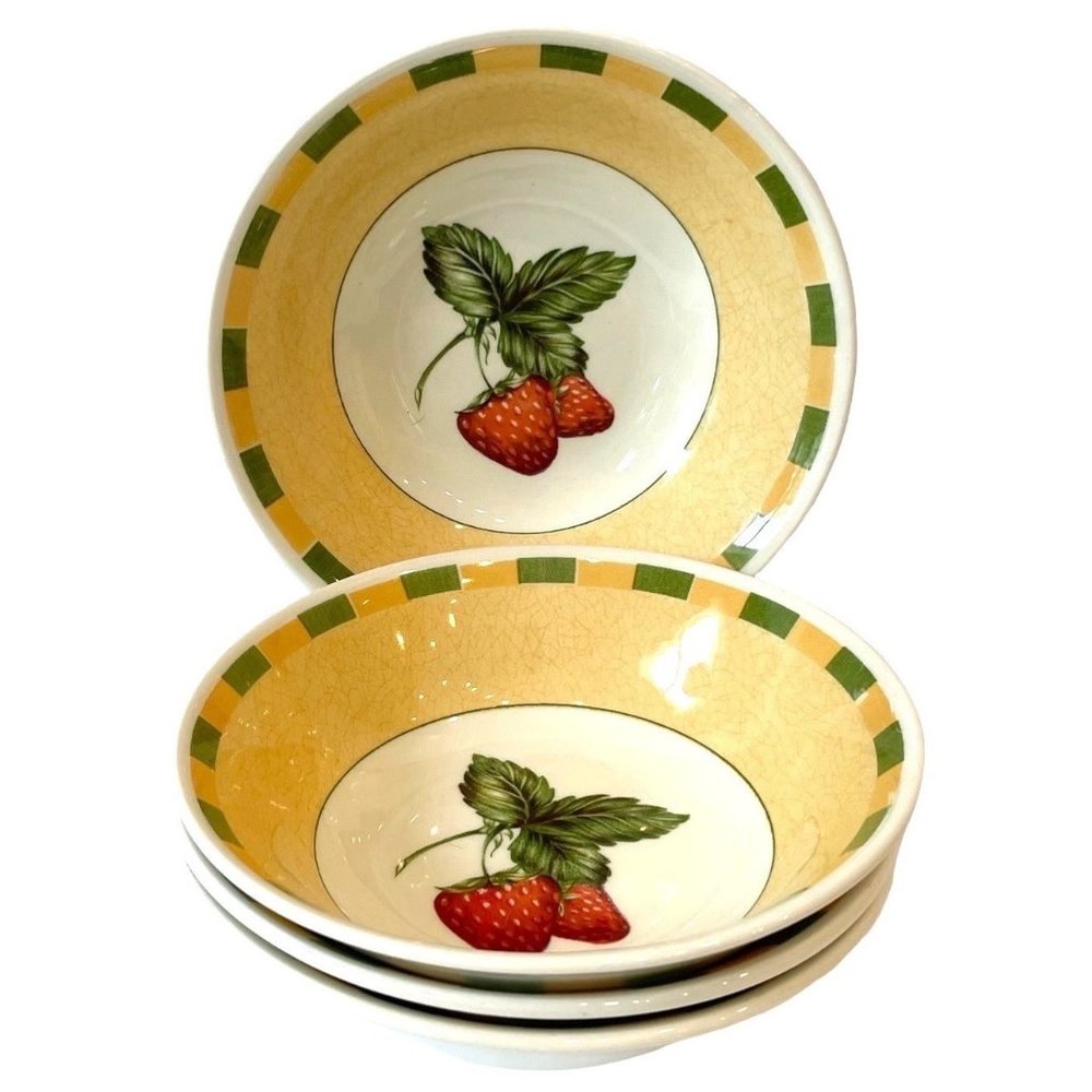4x CHURCHILL SOMERSET FRUITS (Strawberries) BOWLS Dessert Cereal Fruit- ENGLAND